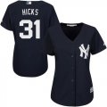 Wholesale Cheap Yankees #31 Aaron Hicks Navy Blue Alternate Women's Stitched MLB Jersey