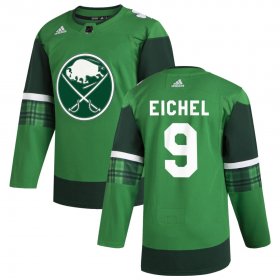 Wholesale Cheap Buffalo Sabres #9 Jack Eichel Men\'s Adidas 2020 St. Patrick\'s Day Stitched NHL Jersey Green.jpg
