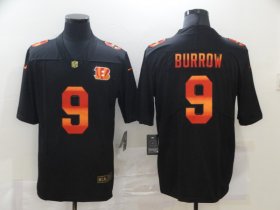 Wholesale Cheap Men\'s Cincinnati Bengals #9 Joe Burrow Black Red Orange Stripe Vapor Limited Nike NFL Jersey
