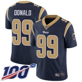 Wholesale Cheap Nike Rams #99 Aaron Donald Navy Blue Team Color Men\'s Stitched NFL 100th Season Vapor Limited Jersey