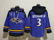 Wholesale Cheap Men's Baltimore Ravens #3 Odell Beckham Jr. Ageless Must-Have Lace-Up Pullover Hoodie