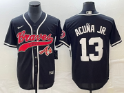 Wholesale Cheap Men's Atlanta Braves #13 Ronald Acuna Jr Black Cool Base Stitched Baseball Jersey1