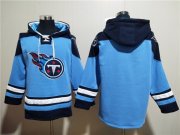 Wholesale Men's Tennessee Titans Blank Blue Lace-Up Pullover Hoodie