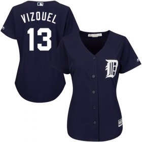 Wholesale Cheap Tigers #13 Omar Vizquel Navy Blue Alternate Women\'s Stitched MLB Jersey