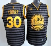 Wholesale Cheap Golden State Warriors #30 Stephen Curry Gray With Black Pinstripe Jersey