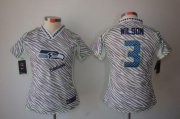 Wholesale Cheap Nike Seahawks #3 Russell Wilson Zebra Women's Stitched NFL Elite Jersey