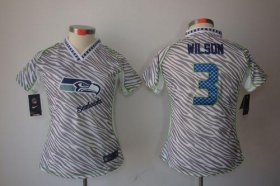 Wholesale Cheap Nike Seahawks #3 Russell Wilson Zebra Women\'s Stitched NFL Elite Jersey