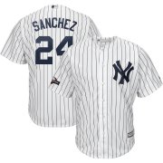 Wholesale Cheap New York Yankees #24 Gary Sanchez Majestic 2019 Postseason Official Cool Base Player Jersey White Navy