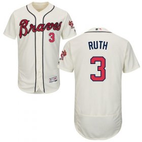 Wholesale Cheap Braves #3 Babe Ruth Cream Flexbase Authentic Collection Stitched MLB Jersey