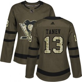 Wholesale Cheap Adidas Penguins #13 Brandon Tanev Green Salute to Service Women\'s Stitched NHL Jersey