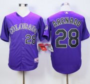 Wholesale Cheap Rockies #28 Nolan Arenado Purple Cool Base Stitched MLB Jersey
