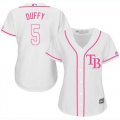 Wholesale Cheap Rays #5 Matt Duffy White/Pink Fashion Women's Stitched MLB Jersey