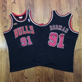 Wholesale Cheap Men\'s Chicago Bulls #91 Dennis Rodman 1997-98 Red Champions Patch Hardwood Classics Soul AU Throwback Jersey