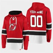 Wholesale Cheap Men's New Jersey Devils Active Player Custom Red Ageless Must-Have Lace-Up Pullover Hoodie