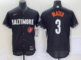 Wholesale Cheap Men's Baltimore Orioles #3 Jorge Mateo Black 2023 City Connect Flex Base Stitched Jersey 1
