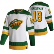 Wholesale Cheap Minnesota Wild #18 Jordan Greenway White Men's Adidas 2020-21 Reverse Retro Alternate NHL Jersey