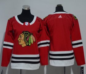 Wholesale Cheap Adidas Blackhawks Blank Red Home Authentic Women\'s Stitched NHL Jersey