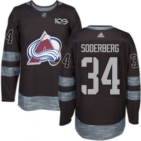 Wholesale Cheap Adidas Avalanche #34 Carl Soderberg Black 1917-2017 100th Anniversary Stitched NHL Jersey