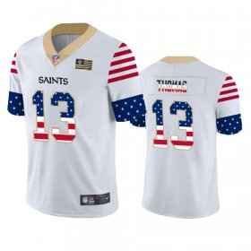 Wholesale Cheap New Orleans Saints #13 Michael Thomas White Men\'s Nike Team Logo USA Flag Vapor Untouchable Limited NFL Jersey