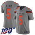 Wholesale Cheap Nike Browns #5 Case Keenum Gray Youth Stitched NFL Limited Inverted Legend 100th Season Jersey