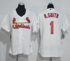Wholesale Cheap Cardinals #1 Ozzie Smith White Women's Home Stitched MLB Jersey