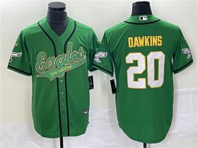 Wholesale Cheap Men\'s Philadelphia Eagles #20 Brian Dawkins Green Gold Cool Base Baseball Stitched Jersey