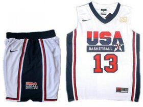 Wholesale Cheap USA Basketball Retro 1992 Olympic Dream Team 13 Chris Paul White Basketball Suit