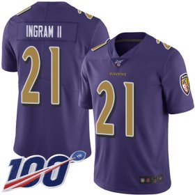 Wholesale Cheap Nike Ravens #21 Mark Ingram II Purple Men\'s Stitched NFL Limited Rush 100th Season Jersey