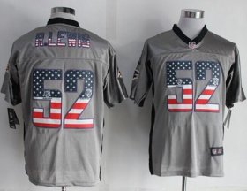 Wholesale Cheap Nike Ravens #52 Ray Lewis Grey Men\'s Stitched NFL Elite USA Flag Fashion Jersey