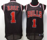 Wholesale Cheap Chicago Bulls #1 Derrick Rose Black Pinstripe Swingman Jersey