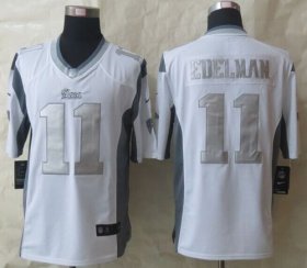 Wholesale Cheap Nike Patriots #11 Julian Edelman White Men\'s Stitched NFL Limited Platinum Jersey