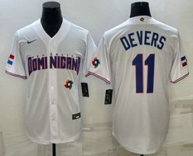 Cheap Men\'s Dominican Republic Baseball #11 Rafael Devers 2023 White World Baseball Classic Stitched Jersey
