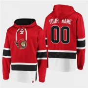 Wholesale Cheap Men's Ottawa Senators Active Player Custom Red Ageless Must-Have Lace-Up Pullover Hoodie