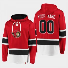 Wholesale Cheap Men\'s Ottawa Senators Active Player Custom Red Ageless Must-Have Lace-Up Pullover Hoodie