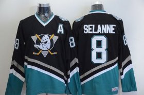 Wholesale Cheap Ducks #8 Teemu Selanne Black CCM Throwback Stitched NHL Jersey