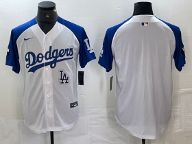 Cheap Men\'s Los Angeles Dodgers Blank White Blue Fashion Stitched Cool Base Limited Jersey