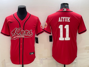 Wholesale Cheap Men's San Francisco 49ers #11 Brandon Aiyuk Red With Patch Cool Base Stitched Baseball Jersey
