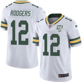 Wholesale Cheap Nike Packers #12 Aaron Rodgers White Youth 100th Season Stitched NFL Vapor Untouchable Limited Jersey