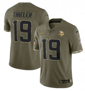 Wholesale Cheap Men\'s Minnesota Vikings #19 Adam Thielen 2022 Olive Salute To Service Limited Stitched Jersey