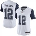 Wholesale Cheap Nike Cowboys #12 Roger Staubach White Women's Stitched NFL Limited Rush Jersey