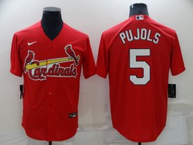 Wholesale Cheap Men\'s St Louis Cardinals #5 Albert Pujols Red Stitched MLB Cool Base Nike Jersey