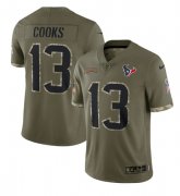 Wholesale Cheap Men's Houston Texans #13 Brandin Cooks 2022 Olive Salute To Service Limited Stitched Jersey