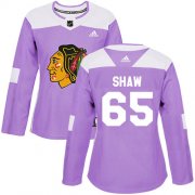 Wholesale Cheap Adidas Blackhawks #65 Andrew Shaw Purple Authentic Fights Cancer Women's Stitched NHL Jersey