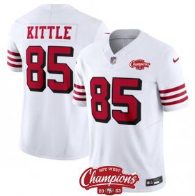 Cheap Men\'s San Francisco 49ers #85 George Kittle White 2023 F.U.S.E. NFC West Champions Patch Alternate Football Stitched Jersey