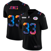 Cheap Green Bay Packers #33 Aaron Jones Men's Nike Multi-Color Black 2020 NFL Crucial Catch Vapor Untouchable Limited Jersey