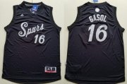 Wholesale Cheap Men's San Antonio Spurs #16 Pau Gasol adidas Black 2016 Christmas Day Stitched NBA Swingman Jersey