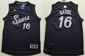 Wholesale Cheap Men\'s San Antonio Spurs #16 Pau Gasol adidas Black 2016 Christmas Day Stitched NBA Swingman Jersey