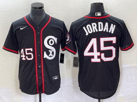 Wholesale Cheap Men\'s Chicago White Sox #45 Michael Jordan Black Retro Stitched MLB Nike Cool Base Jersey