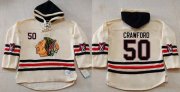 Wholesale Cheap Blackhawks #50 Corey Crawford Cream Heavyweight Pullover Hoodie Stitched NHL Jersey