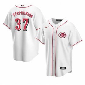 Wholesale Cheap Men\'s Cincinnati Reds #37 Tyler Stephenson White Stitched MLB Cool Base Nike Jersey